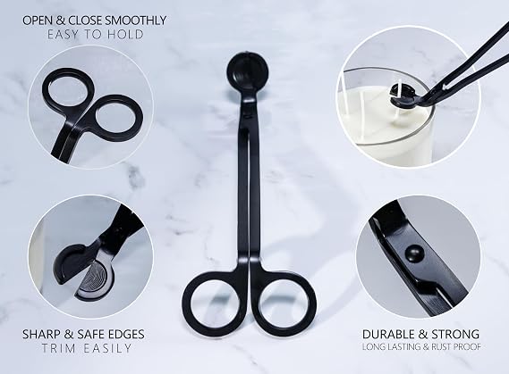 Aroparc Candle Wick Trimmer Cutter, 7 Inch Bulk Wick Candle Accessories, Candle Care Wick Clipper Cutter, Scissors - Black 4PCS