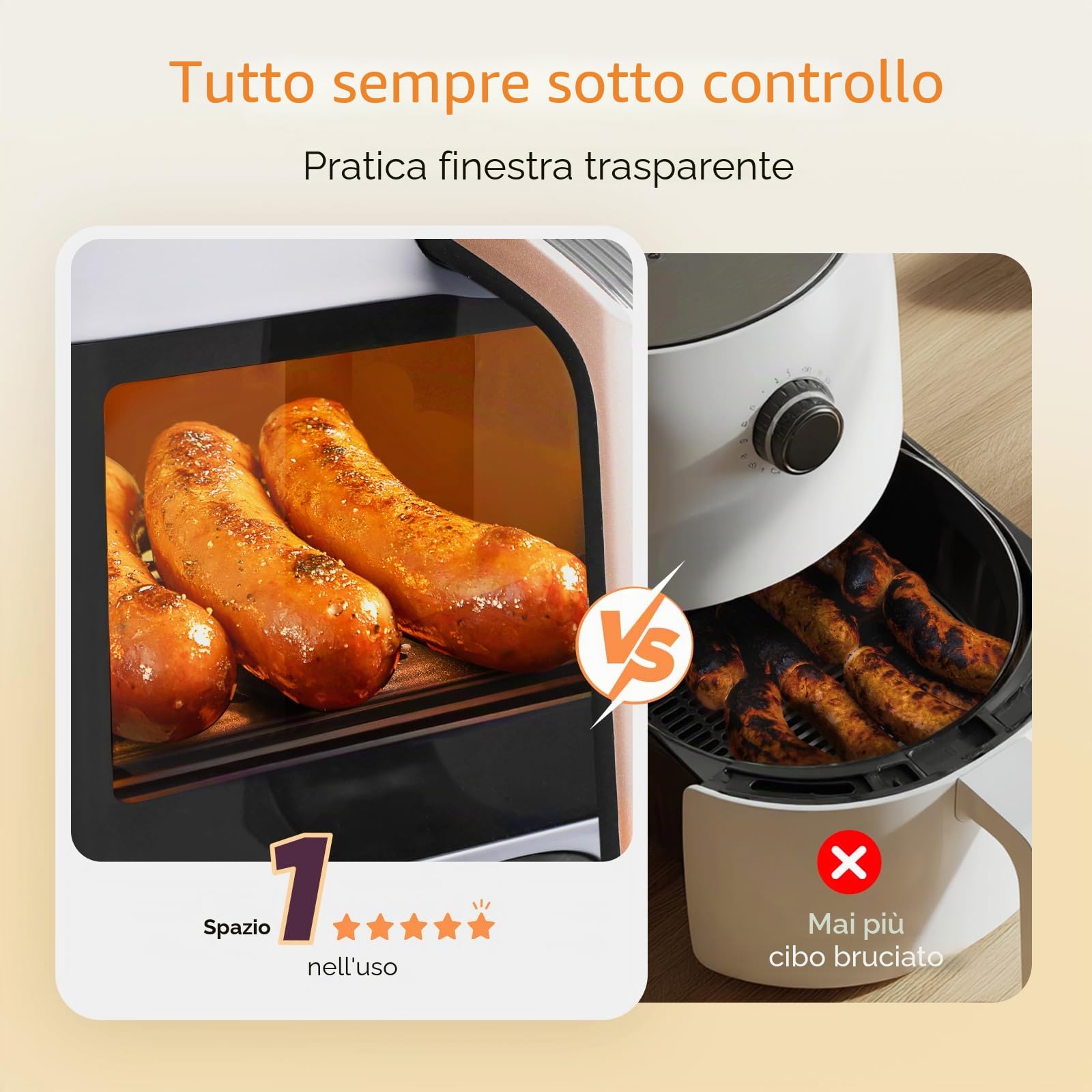 COSORI Airfryer, vincitore del test Stiftung Warentest, friggitrice ad aria calda 2 camere con finestra di visualizzazione, interno in metallo riduce il contatto in plastica