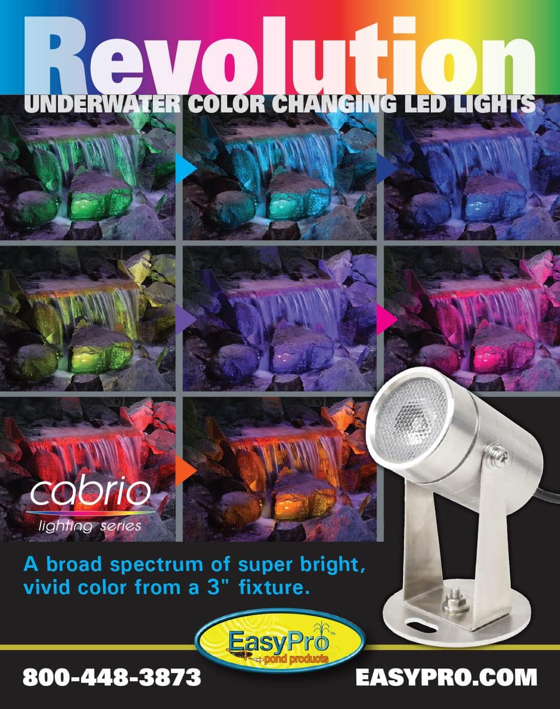 EasyPro CLED4SS Cabrio Color Changing LED Submersible Light, 12 Volt AC, Stainless Steel Housing