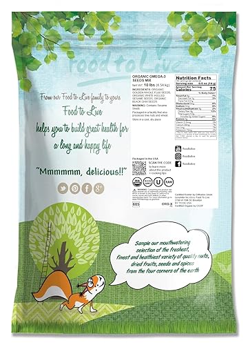 Miniatura 9 de Food to Live Mezcla de semillas orgánicas Omega-3 con lino, chía y sésamo, 1.5 libras de semillas enteras sin OMG, crudas, kosher, veganas. Ricas