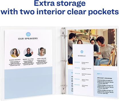 Avery Heavy Duty View 3 Ring Binder, 0.5 One Touch Slant Ring, Holds 8.5 x 11 Paper, 4 White Binders (79709)