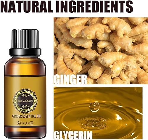 Miniatura 3 de Paquete de 10 unidades de aceite de jengibre para drenaje del vientre, aceite de masaje de drenaje linfático, aceite de jengibre de drenaje