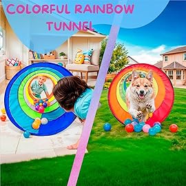 NUBUNI Kids Play Tunnel Tent for Toddlers, Colorful Pop Up Crawl Tunnel Toy for Baby or Pet, Collapsible Gift for Boy and Girl Play Tunnel Indoor and Outdoor Game Rainbow