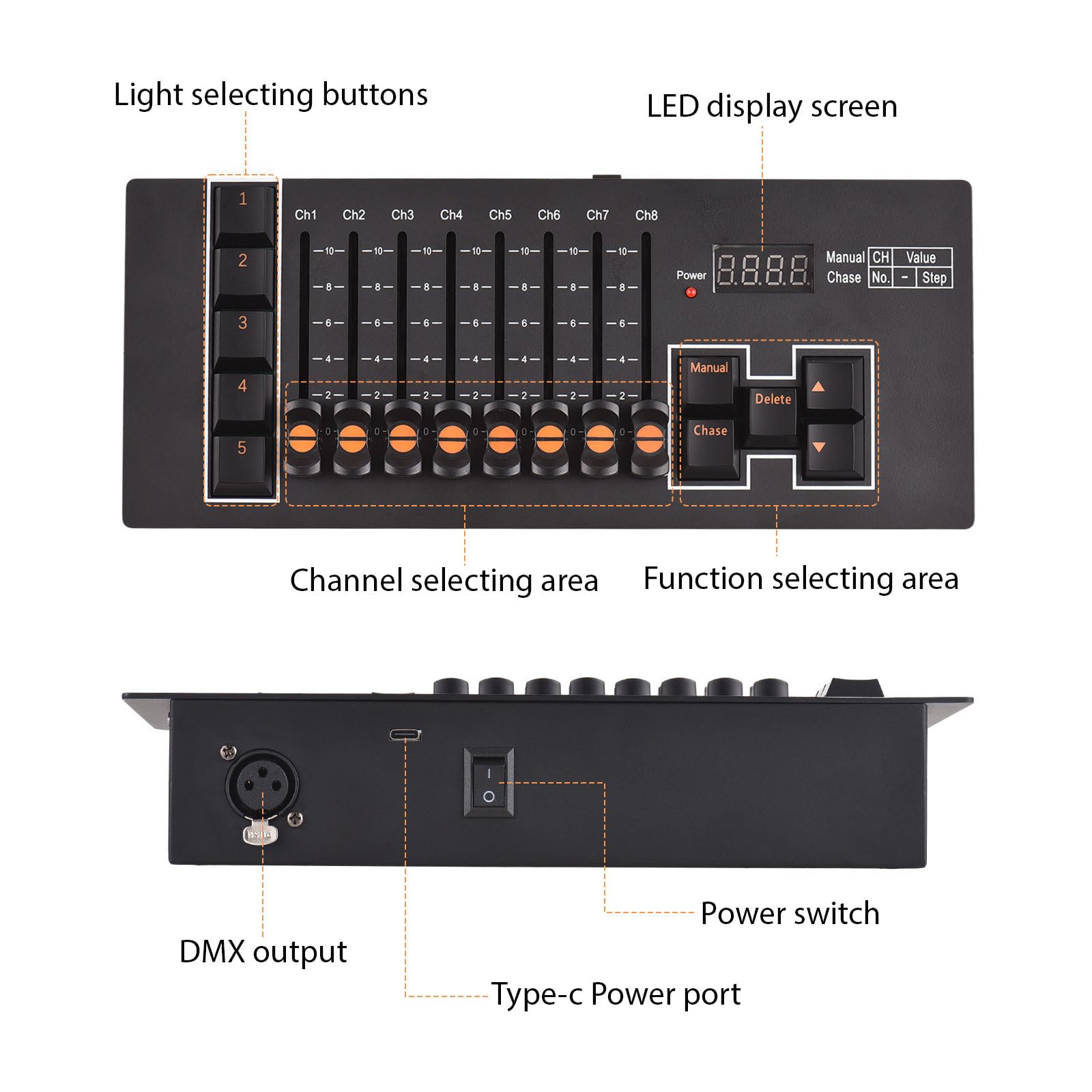Contrôleur DMX DMX 512 40 Canaux ContrôLeur De Lumière DJ De Scène pour Panneau De Console De ContrôLeur De Lumière De Pub Disco Contrôleur De Lumière DMX