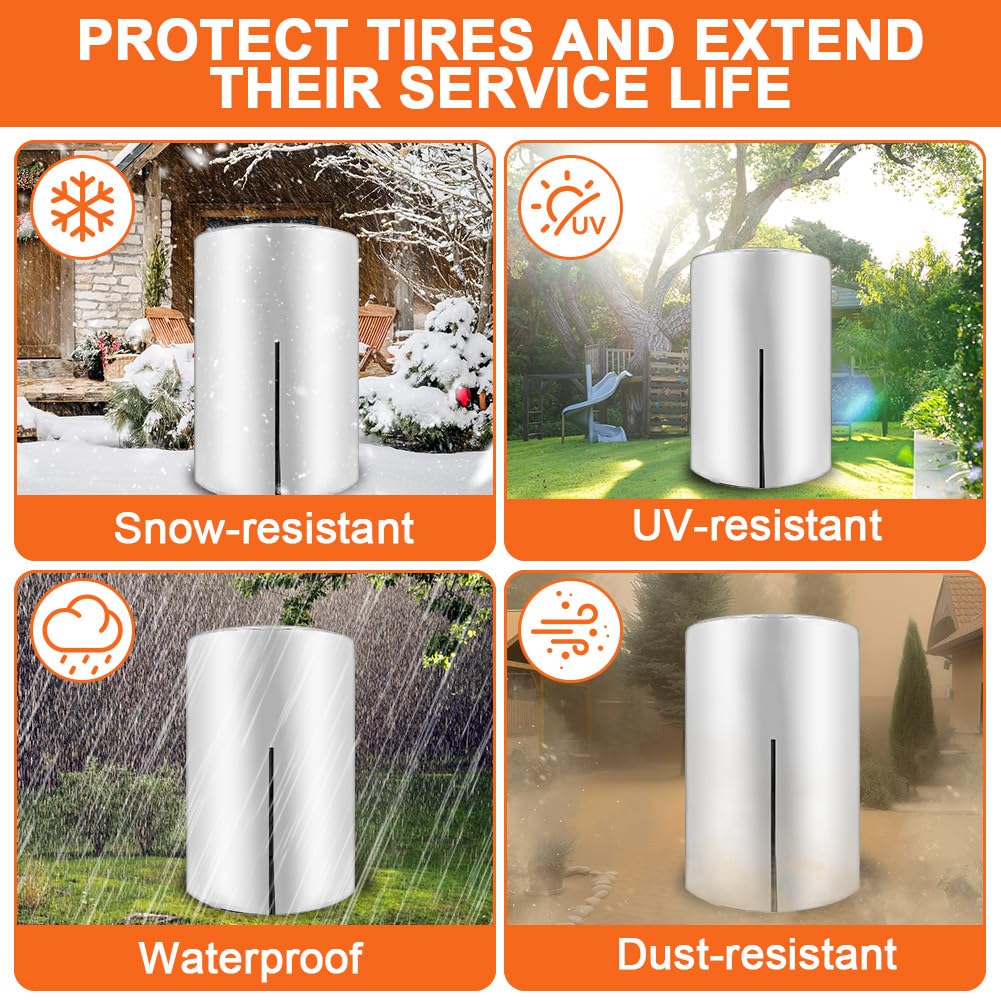 Coperture protettive per Pneumatici 120x85cm 4 Pezzi 210D Oxford Impermeabile Antipolvere Argento
