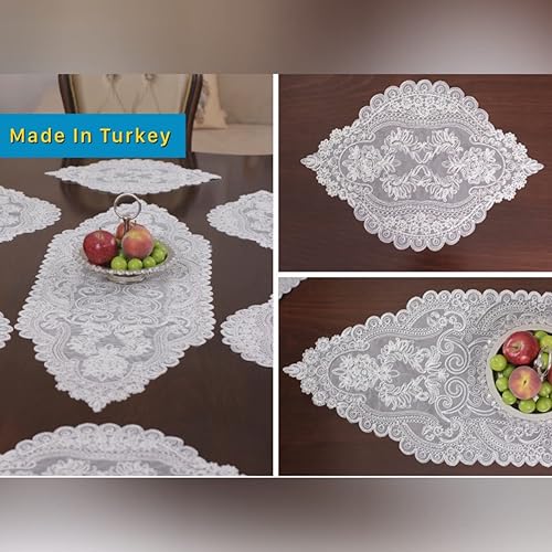 Miniatura 2 de Juego de 7 piezas de camino de mesa y manteles individuales de 6 manteles individuales para decoración de mesa de macramé y estilo granja, manteles