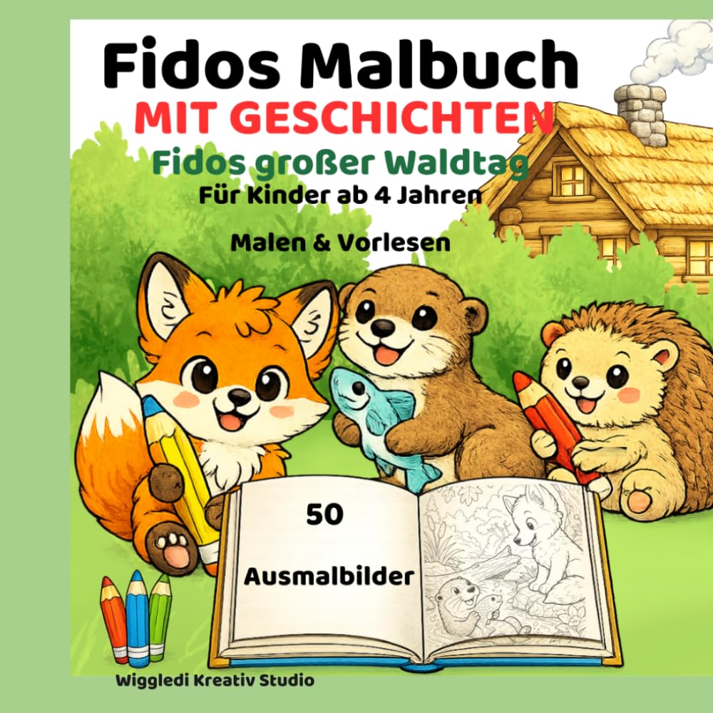 Fidos großer Waldtag: Großes Malbuch mit 50 Ausmalbildern – Waldtiere und Abenteuer für Kinder ab 3 Jahren