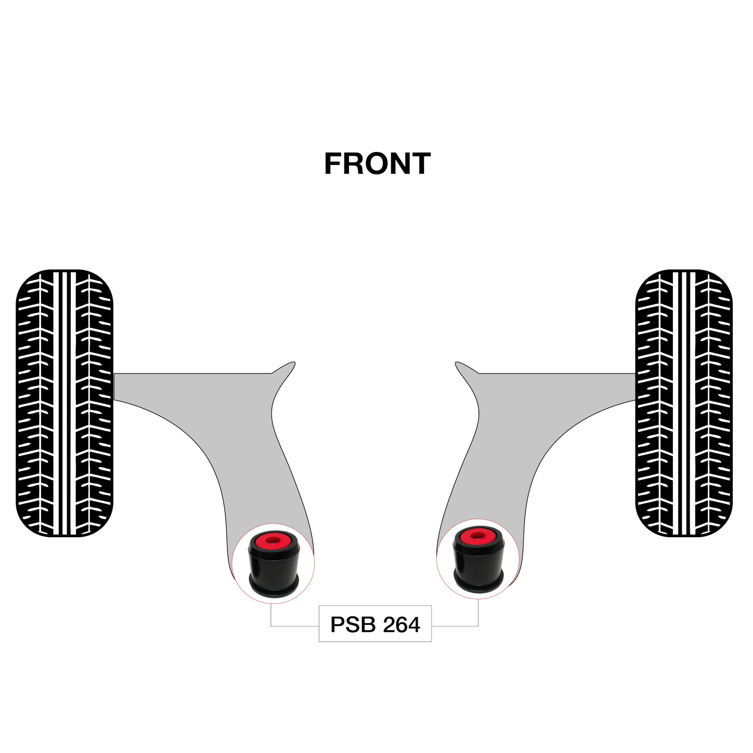PSB Bushings – przedni dolny wahacz – zestaw gniazd poliuretanowych do pozycji tylnej – kompatybilny z Ford Focus MK2/MK3 2005 – 2018