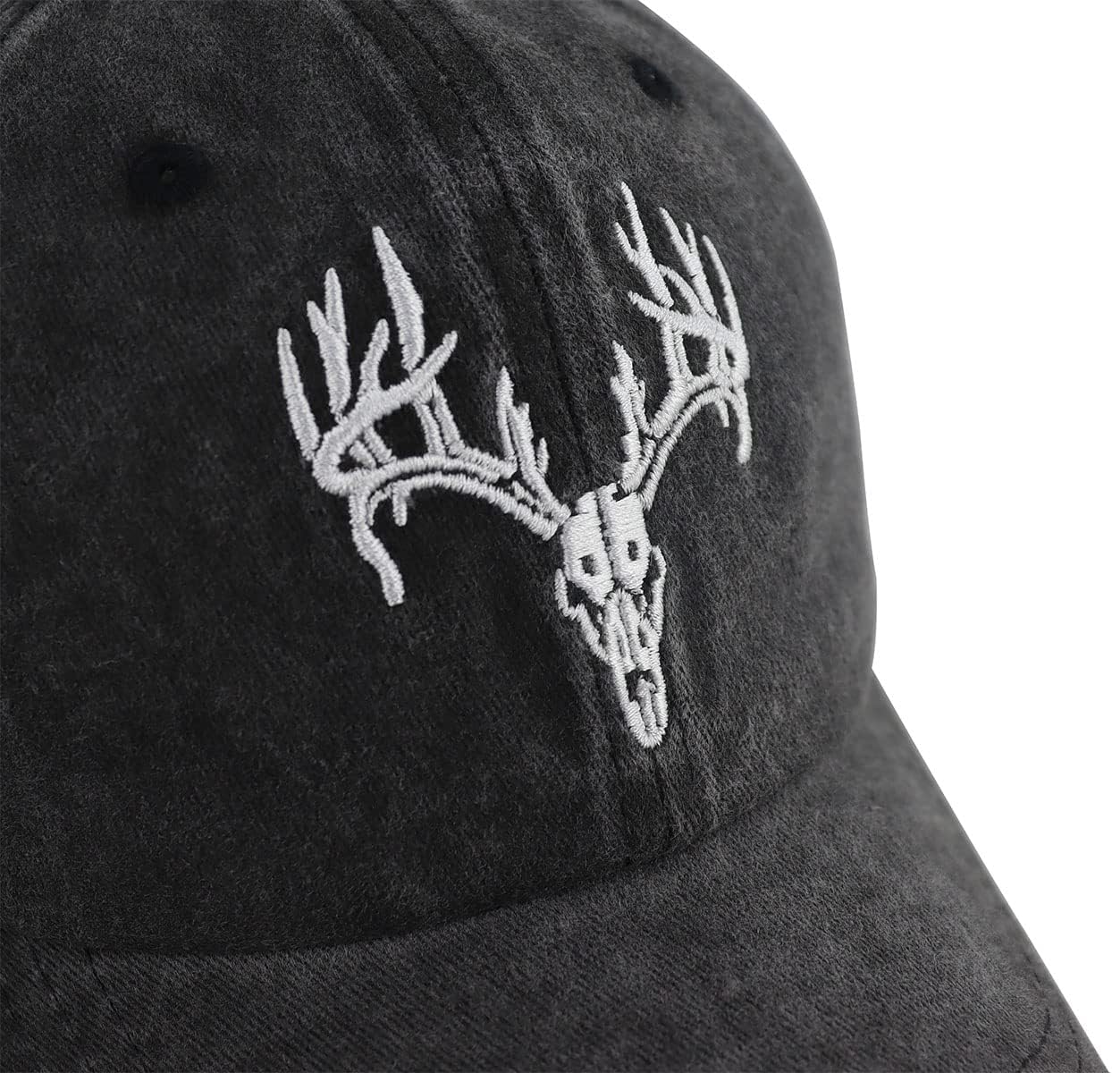 Funny Embroidered Deer Head Hats for Men Women, Adjustable Washed Distressed Cotton Wild Animal Elk Baseball Cap - Image 3
