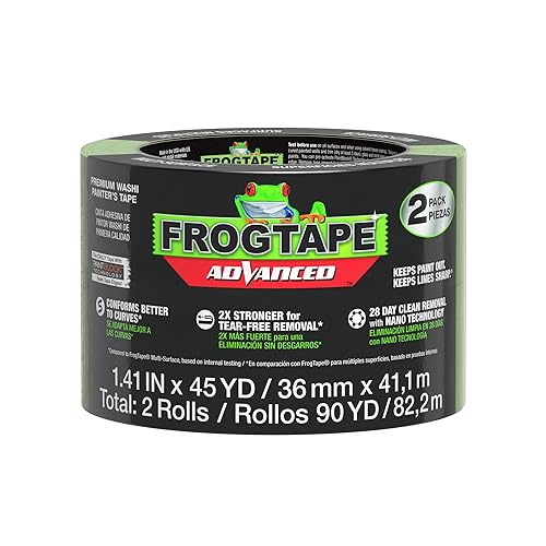 Miniatura 7 de FrogTape Advanced Painters - Cinta adhesiva multisuperficie de 1.5 pulgadas de ancho (1.41 pulgadas x 45 yardas) con bloque de pintura, se adapta a