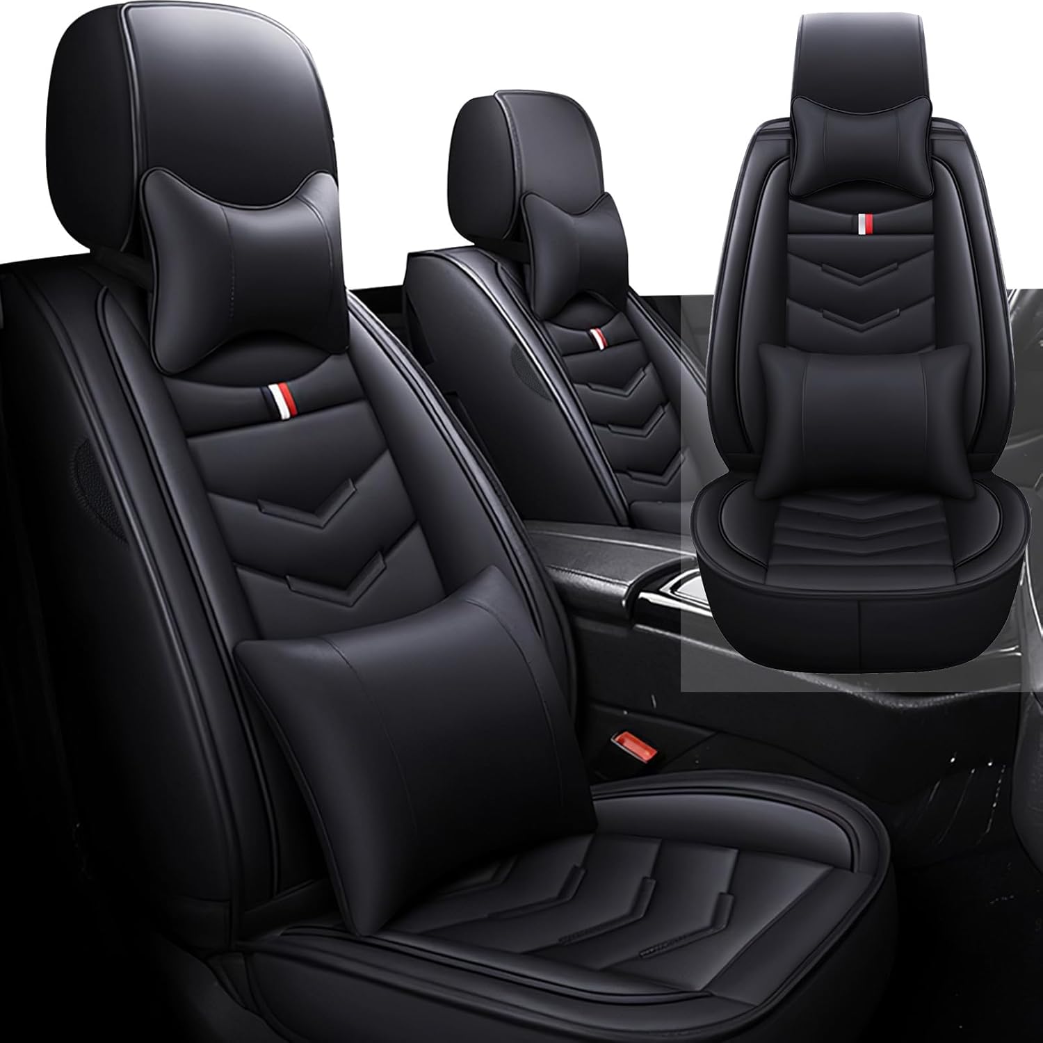 Front Seat Cover for GMC Sierra 2500 2000-2026, Waterproof Durable Premium Leather Car Seat Protector, Comfortable Anti-Slip Stylish Sport Seat Cover(2 Seats Luxury,Black)