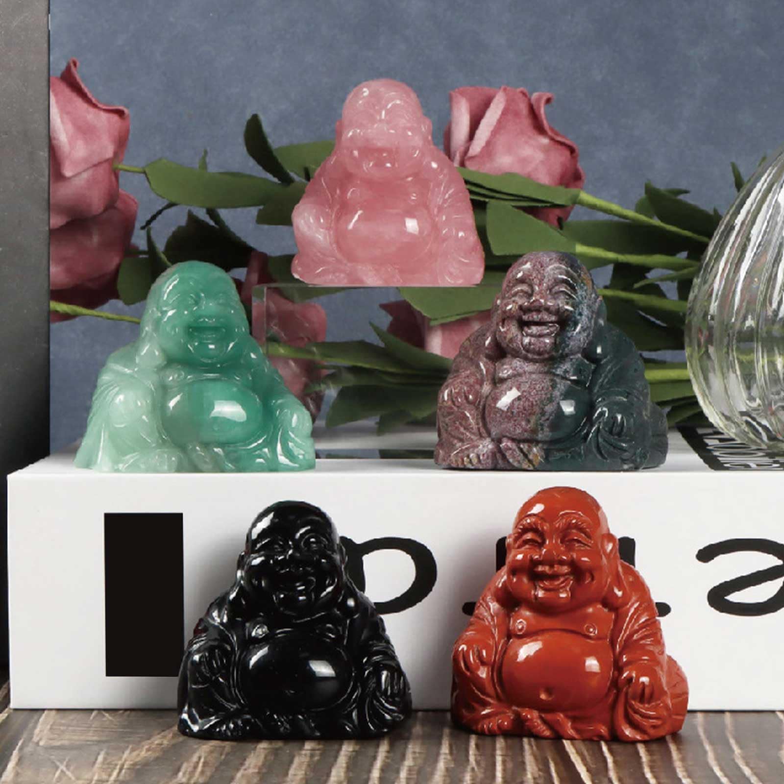 5 Stück Kristalle Buddha handgeschnitzte Heilsteine ​​Figur