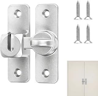 Tür Riegel Aluminium Silber 90/180 Grad Drehverschluss mit Schrauben