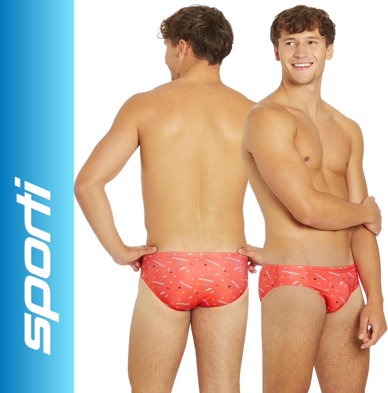 Sporti Men's Swim Briefs with Hydrolast Tech - Bathing Suit for Swimmer - Men's Athletic Swimwear Briefs for Lap Swimming