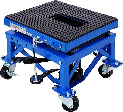 Miniatura 3 de Gato hidráulico de tijera para motocicleta de 300 libras con palanca de paso, mesa elevadora con 4 ruedas, eleva bicicletas de 13.4 a 36.2 pulgadas,