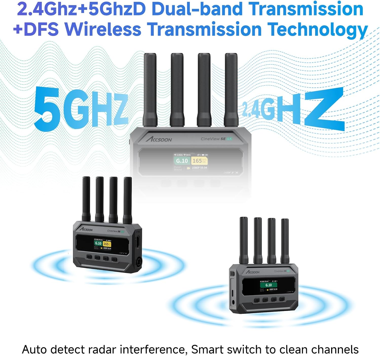 Accsoon CineView SE 4K Wireless SDI HDMI Video Transmitter&Receiver, 4K30/1080P60 Video Transmission System, 1312ft 50ms Lat. USB +4 Apps Monitoring, Pair CineView M7 Pro/Master 4K, Camera Control