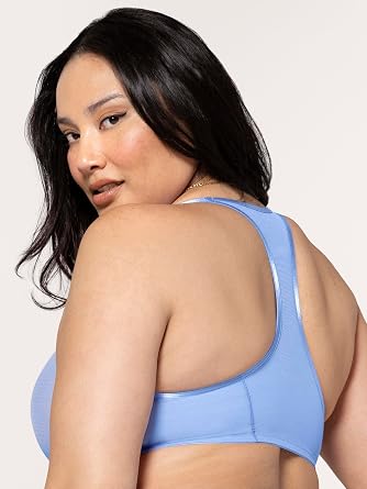 Curvy Couture Women's Sheer Mesh Front-Close Racerback Unlined Bra