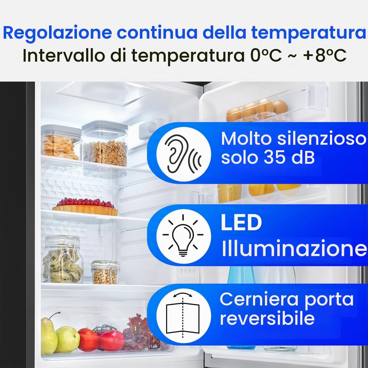 Frigorifero Bomann® senza scomparto congelatore, Classe energetica C, 85 cm, Garanzia compressore di 5 anni, Frigorifero compatto, 0-8 °C, Silenzioso 35 dB, 3 ripiani,