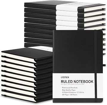 20 Pack Journals for Writing College Ruled Notebooks Journal in Bulk, Hardcover Notebooks (200Pages) for Note Talking, Lined Bullet Journals for Home School Office, 5.7x8.4, Black
