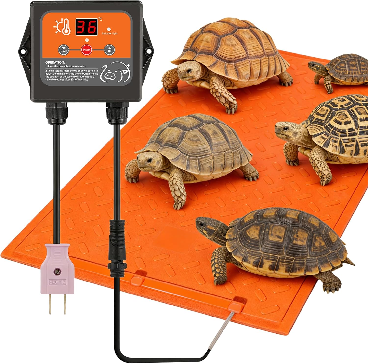 Alfombrilla Calefactora para Tortugas 115W 62.6x100cm Impermeable con Control de Temperatura