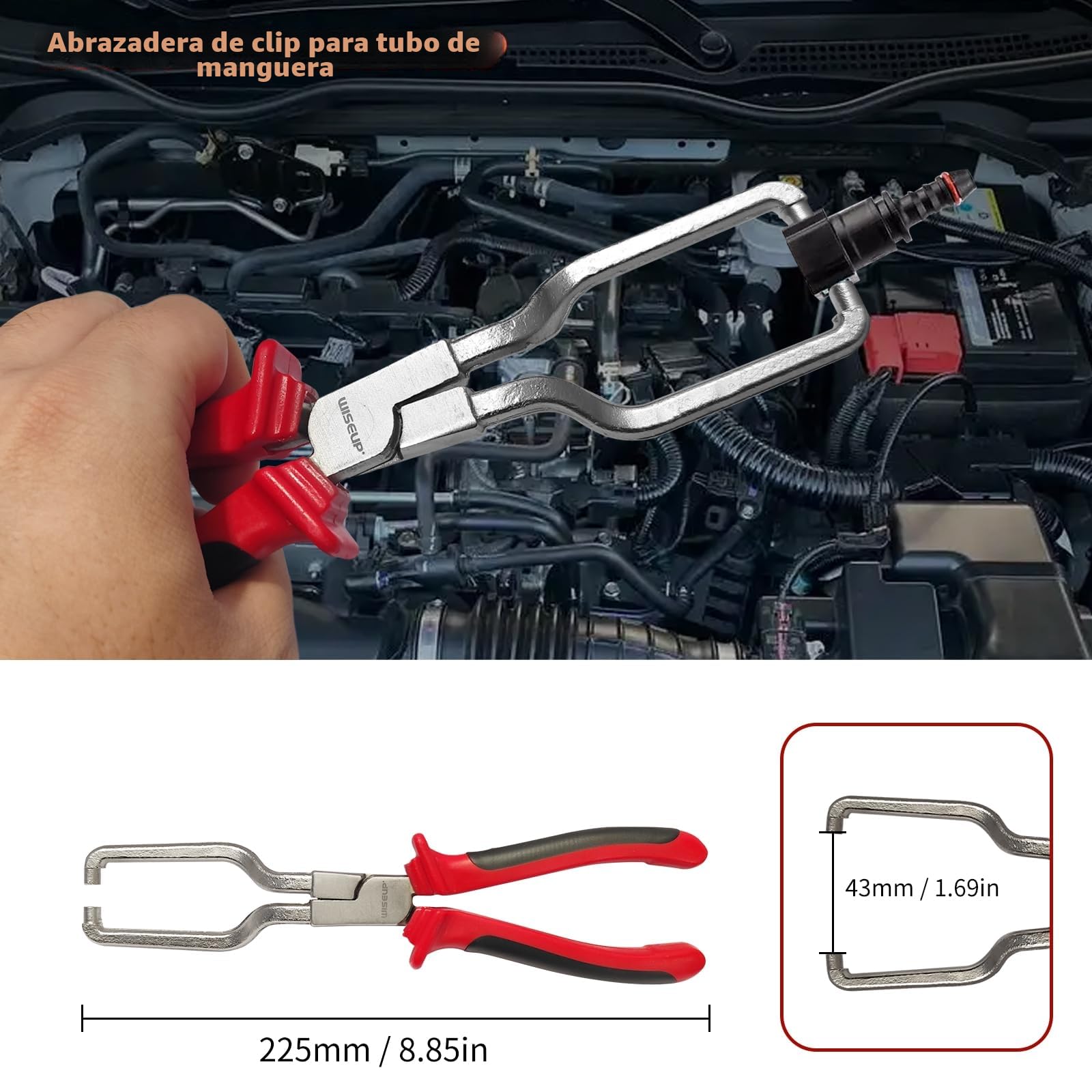 WISEUP Juego de herramientas de desconexión de línea de combustible de 8 piezas - Línea de combustible/abrazadera de manguera/alicates de extracción, herramientas de desconexión eléctrica/pasador de