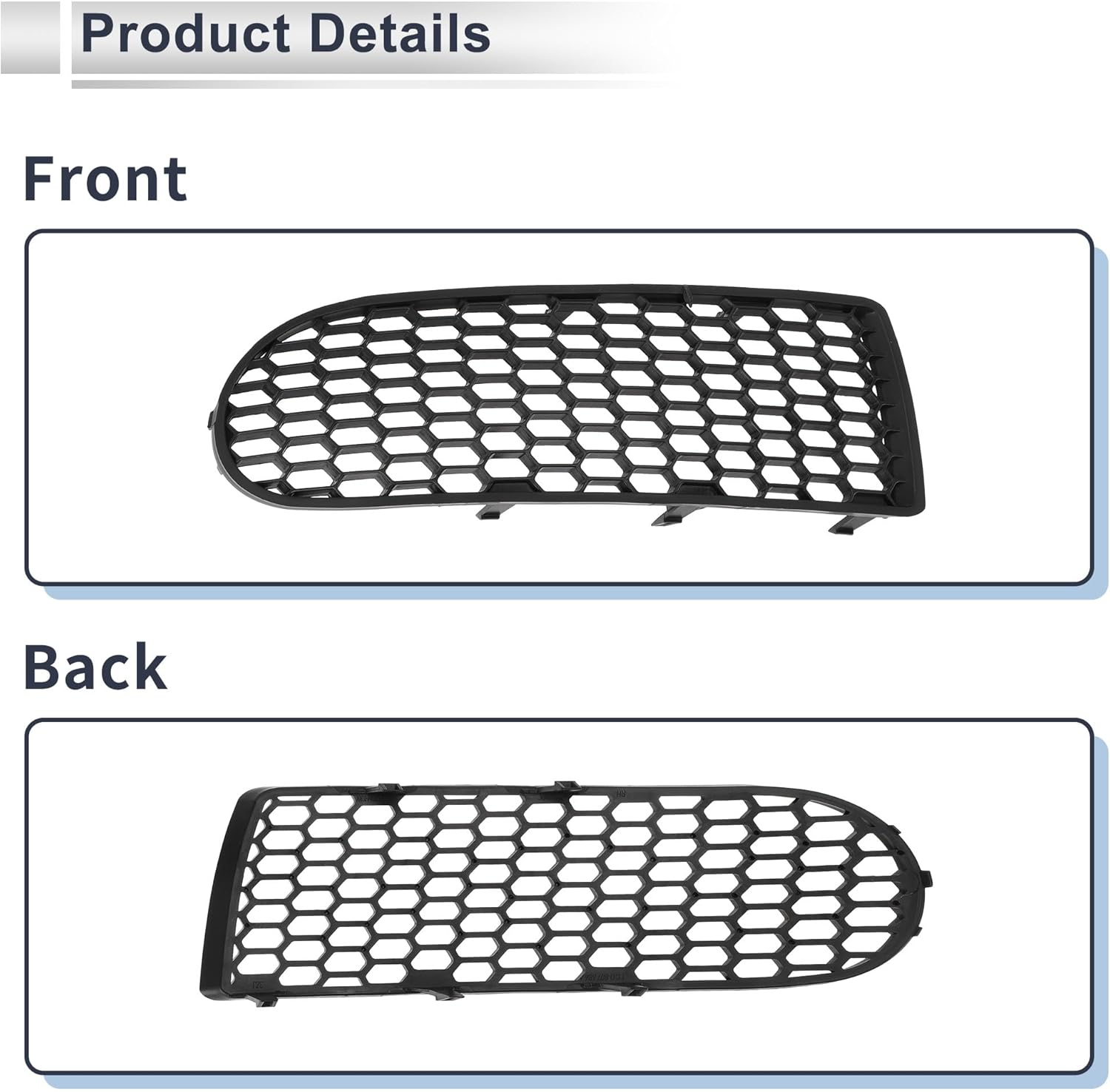 Front Right Fog Light Grill for Volkswagen Beetle 2006-2010 Front Lower Bumper Fog Light Cover Inserts No.1C0807684A ABS 1 Pc