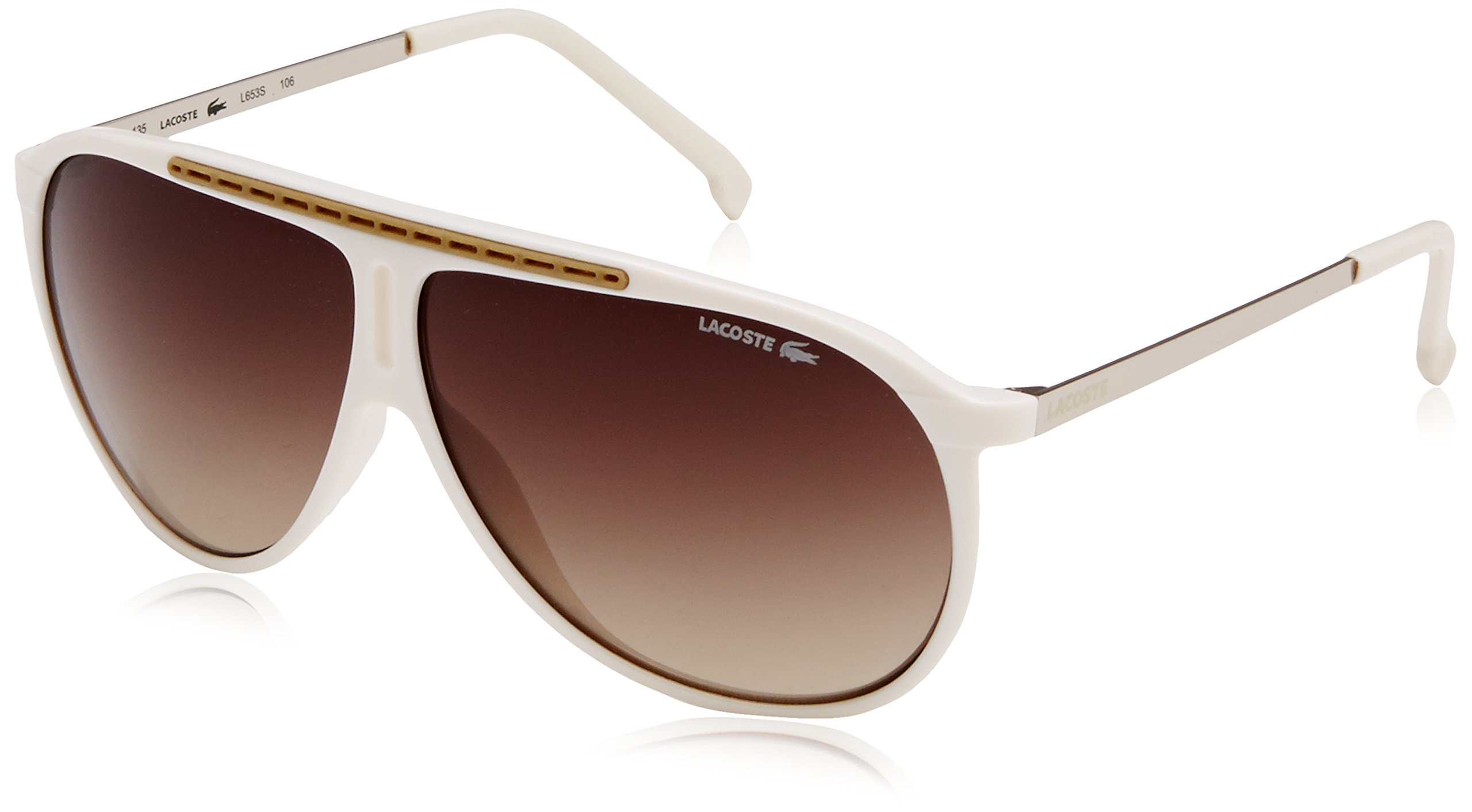 Lacoste L653S L653S-106 Metal & Plastic White Men Sunglasses NWT
