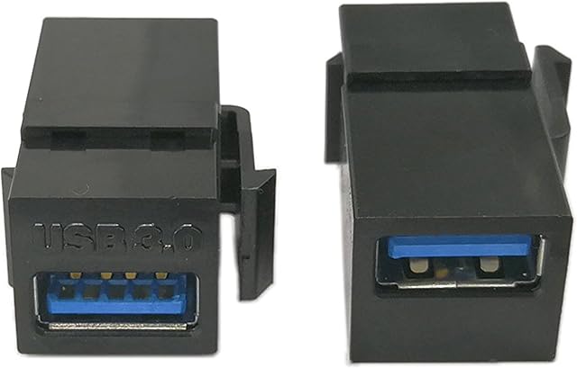 USB 3.0 Keystone Jack Inserts, zdyCGTime (2-Pack) USB 3.0 Adapters Female to Female Connector For Wall Plate Outlet Panel-Black