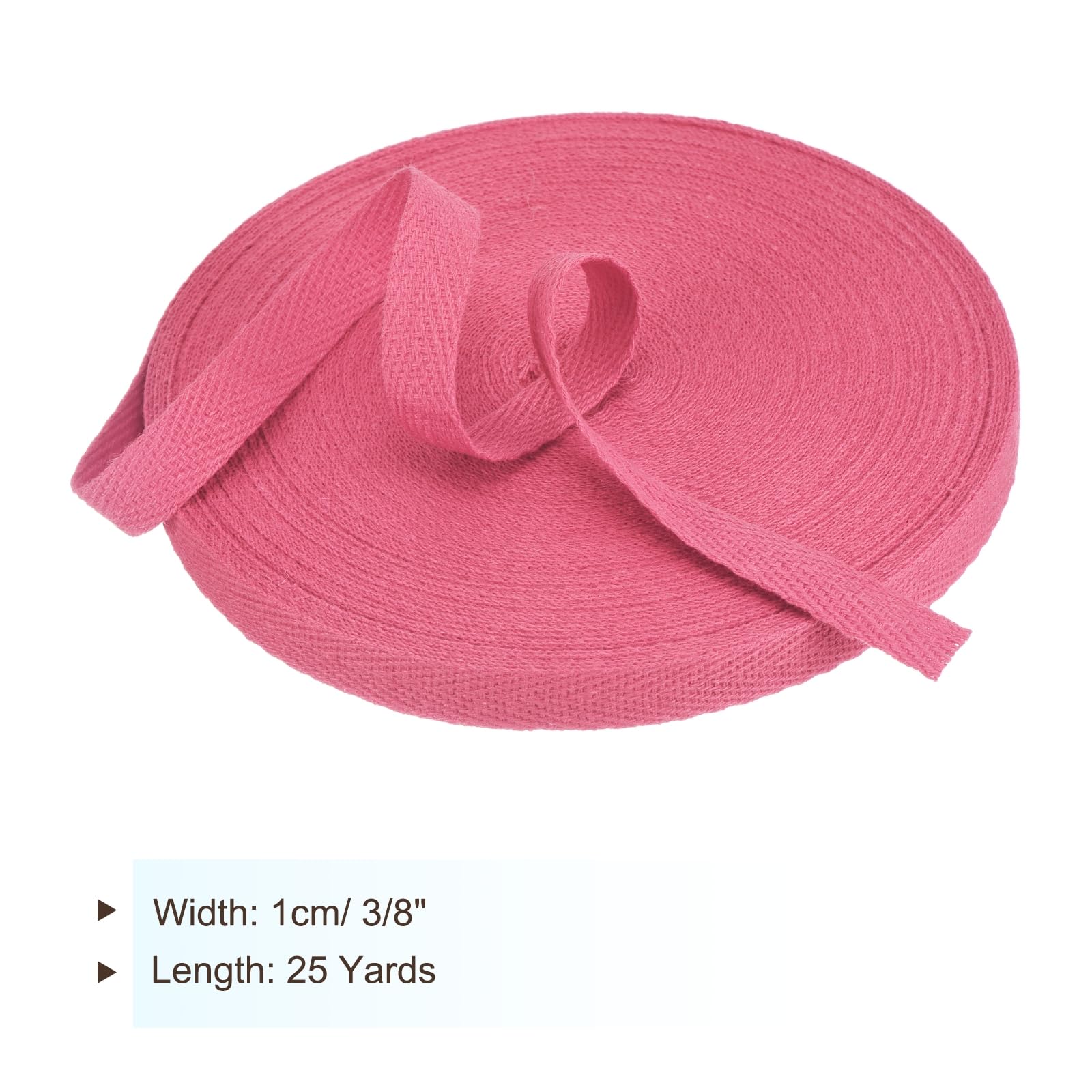 PATIKIL Cotton Twill Tape 3/8 Inch 25 Yards Cotton Ribbon Bias Binding Tape Herringbone Webbing Trim for Sewing Gift Wrapping Craft DIY Dark Pink - Image 2