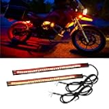 YONGMING Led Brake Light Strip Tail Stop Turn Signal Flexible Led Light for Motorcycle Bike Red and Yellow Pack of 2