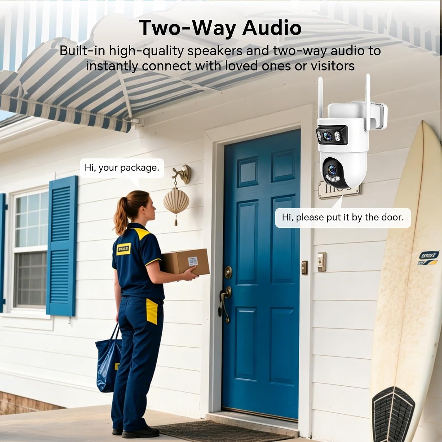 Dual Lens Security Camera Outdoor, 2.4GHz WiFi Cameras for Home Security, 360° View Pan/Tilt with Color Night Vision, 2K Full HD Video, 2-Way Audio, Works with Alexa, Motion Detection, Auto Tracking image 5