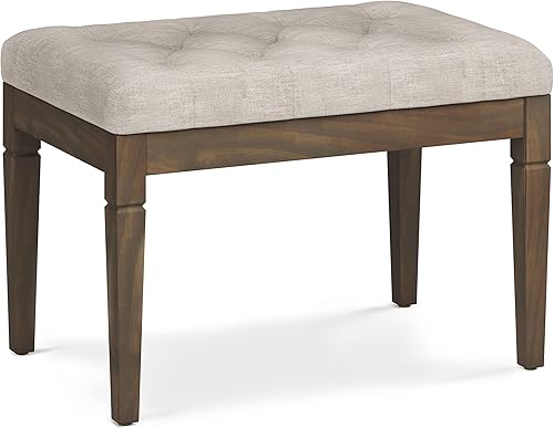 Miniatura 9 de SIMPLIHOME Waverly - Banco otomano copetudo, 48 pulgadas de ancho, otomano rectangular tapizado de cuero vegano en marrón envejecido, banco Marrón