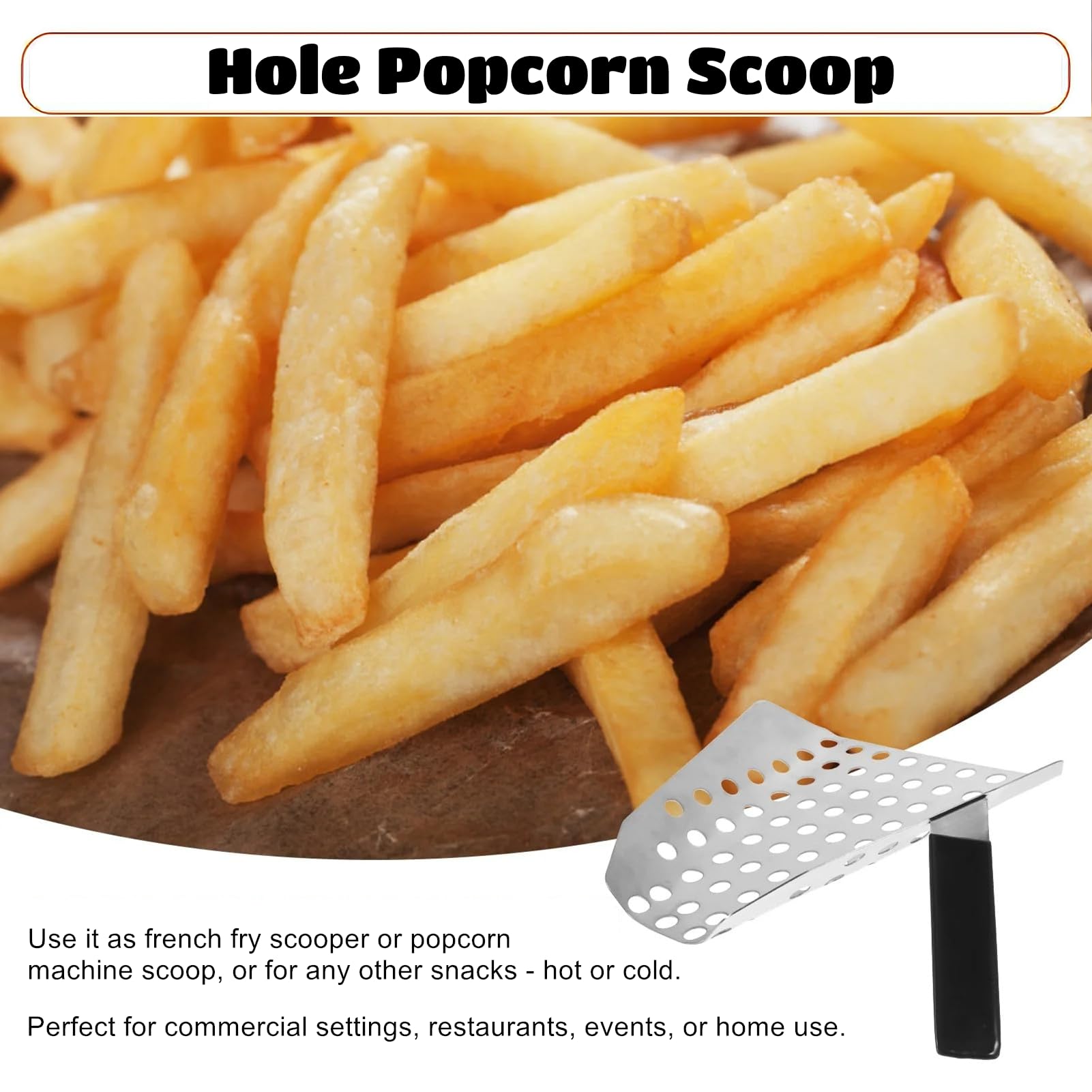 Embudo Recogedor para Patatas Fritas, Pala para Palomitas de Maíz de Acero Inoxidable, Diestros, para Servir Patatas Fritas Aperitivos Postres Productos Secos, Para uso Doméstico y Comercial
