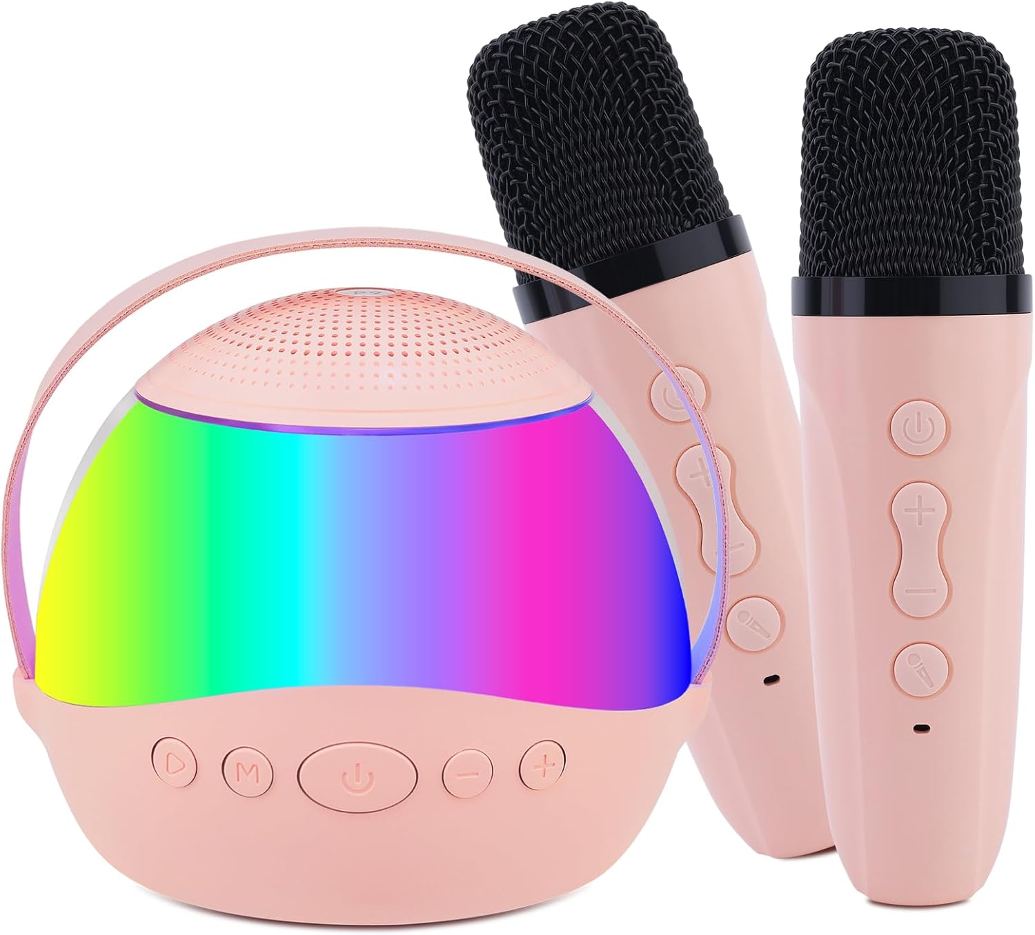Karaoke Machine for Kids Adults,Portable Bluetooth Mini Karaoke Microphone Singing Speaker with 2 Wireless Mic and Light,Toys for All Smartphones,Birthday,Family,Home Party