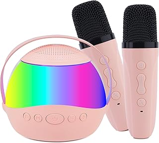 Karaoke Machine for Kids Adults,Portable Bluetooth Mini Karaoke Microphone Singing Speaker with 2 Wireless Mic and Light,Toys for All Smartphones,Birthday,Family,Home Party