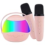 Karaoke Machine for Kids Adults,Portable Bluetooth Mini Karaoke Microphone Singing Speaker with 2 Wireless Mic and Light,Toys for All Smartphones,Birthday,Family,Home Party