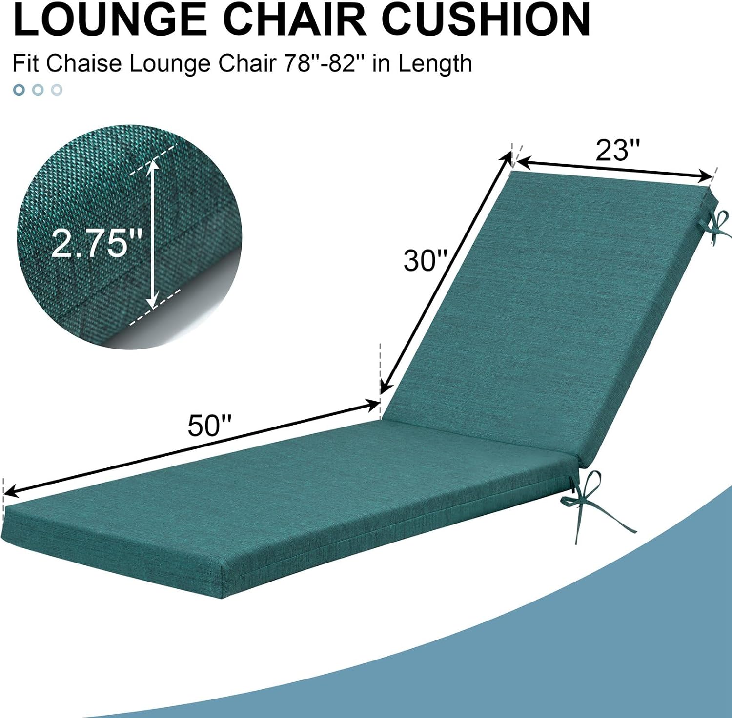 Crestlive Chaise Lounge Cushions Outdoor Set of 2, 80"x23", Water Resistant image 2
