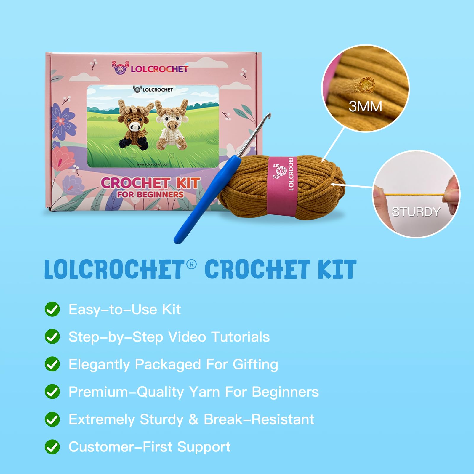 LOLCROCHET Kit de ganchillo Fox para principiantes y adultos