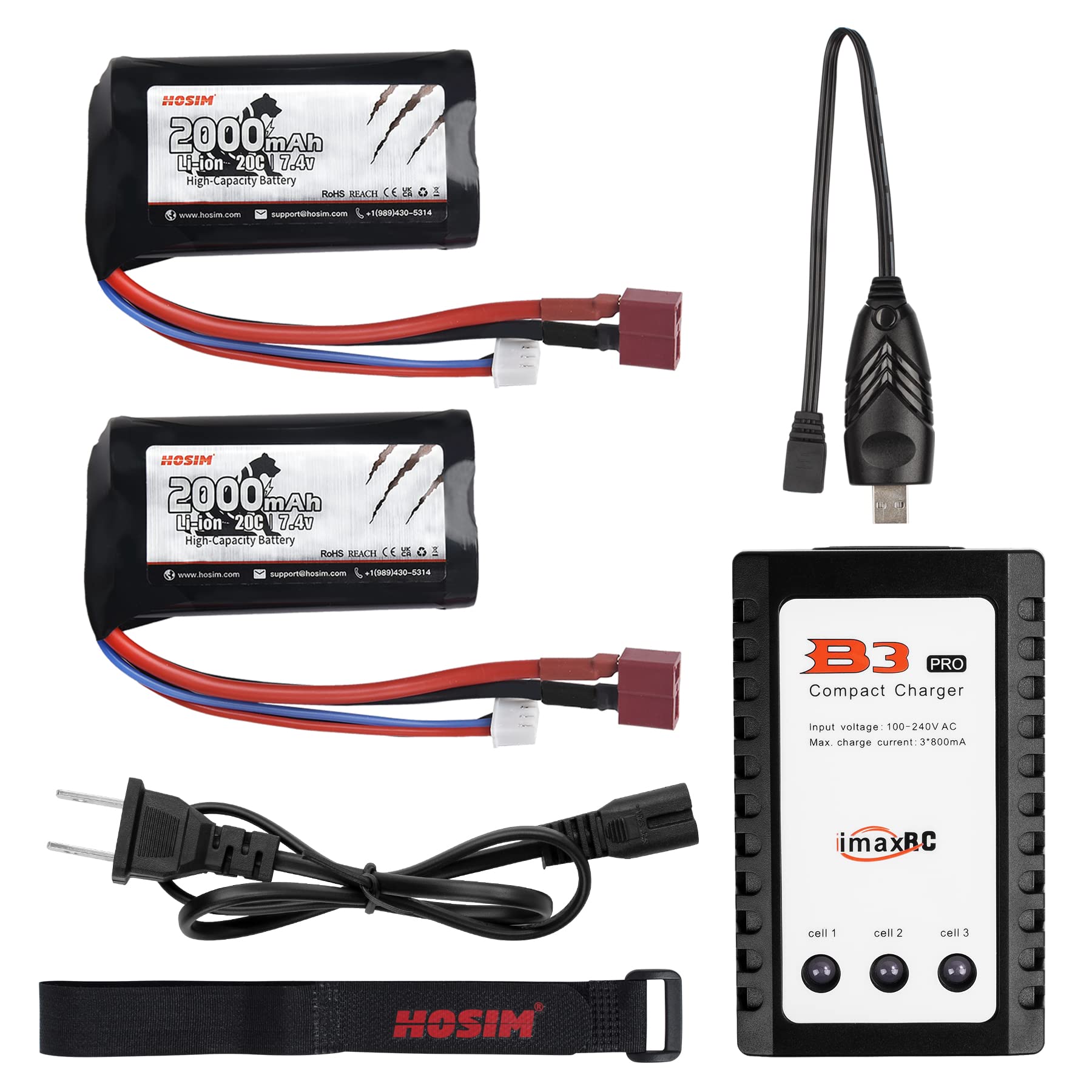 Batería 7.4V 2000mAh Li-Po Para Dron HS360S – Repuesto Ligero Con Cable De Carga Y Protección De Seguridad