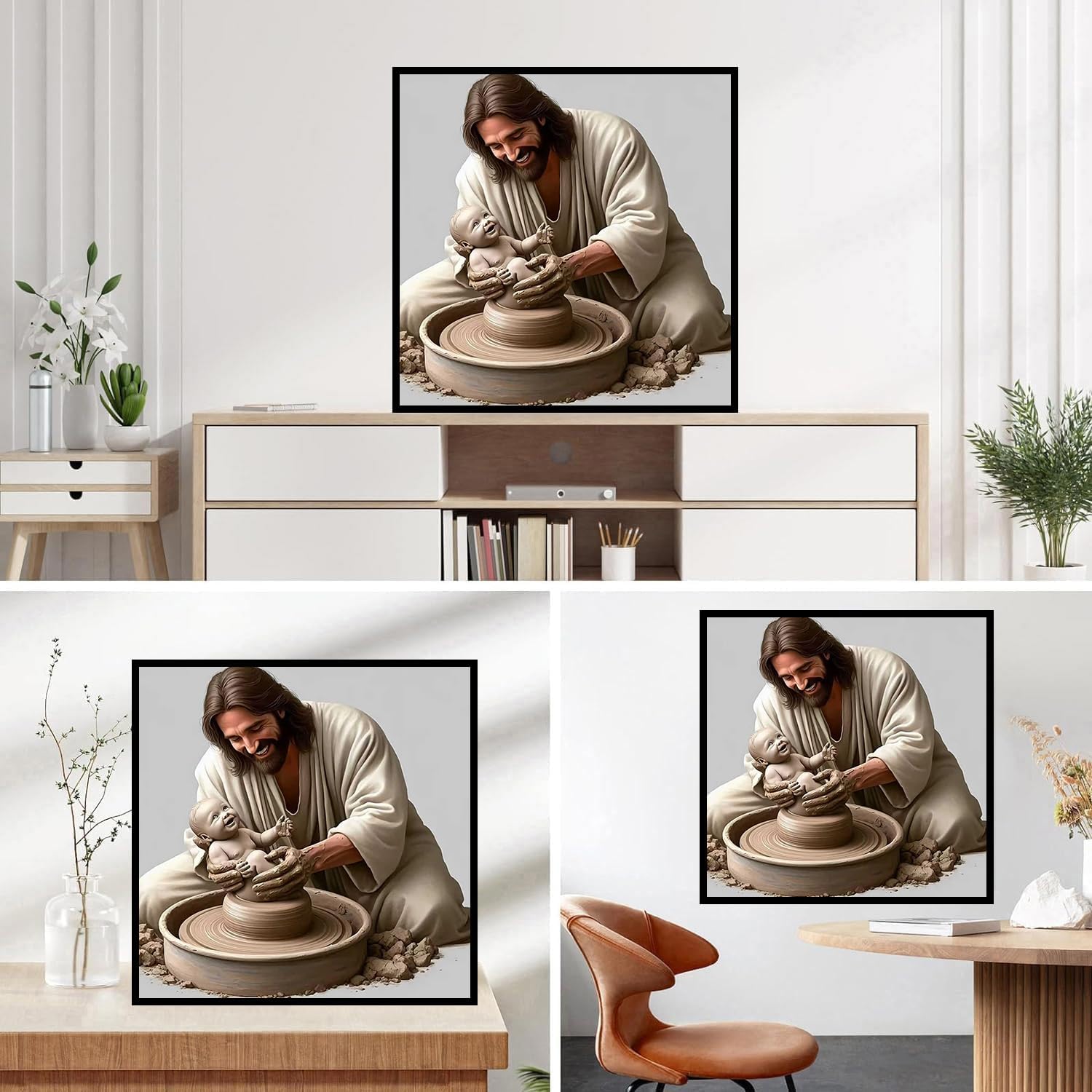 Lophomie Jesus Diamond Art Kits for Adults, 5D DIY Religious Diamond Painting Kits for Beginners, Full Drill Round Gem Art for Adults Home Wall Decor 14x14in