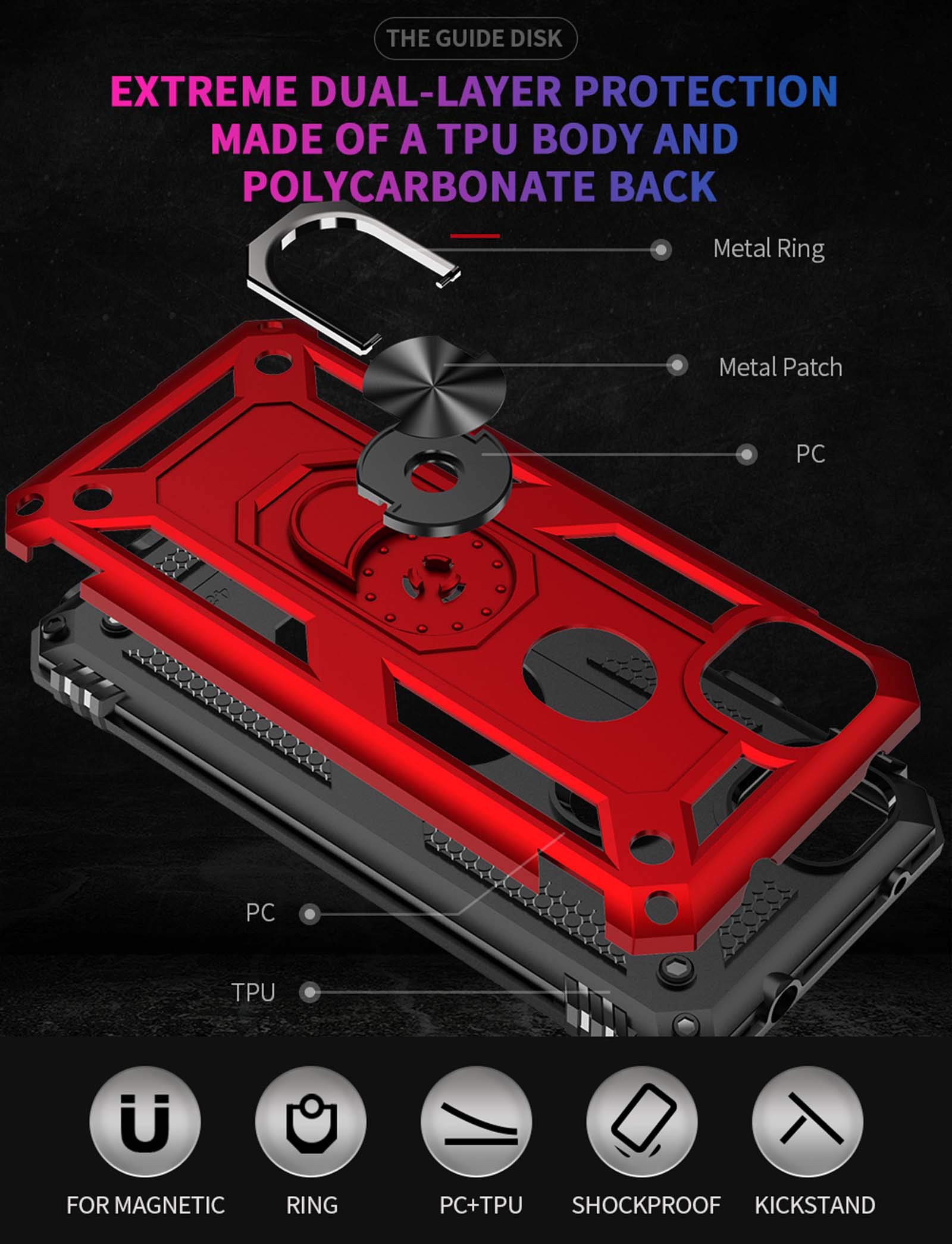 LUMARKE Custodia Protettiva Per Google Pixel 4A + 2 Pellicole Vetro: Anti-Caduta Militare Con Anello Magnetico E Supporto Auto - 5