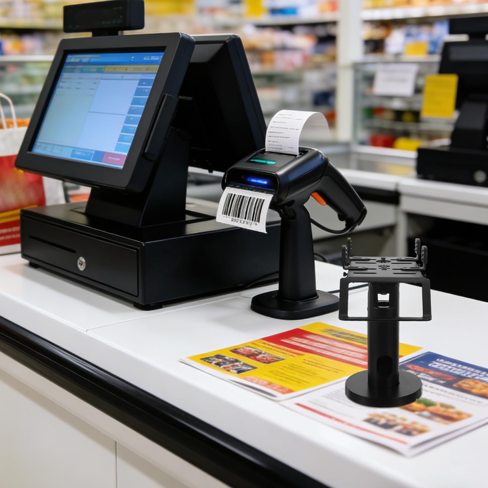 Support pour Terminal de Paiement par Carte Bancaire - Largeur : 6,2 à 9,5 cm (2,44 à 3,74 pouces) - Support Pivotant en Plastique pour Caisse Enregistreuse, Angle Réglable, Idéal pour Les