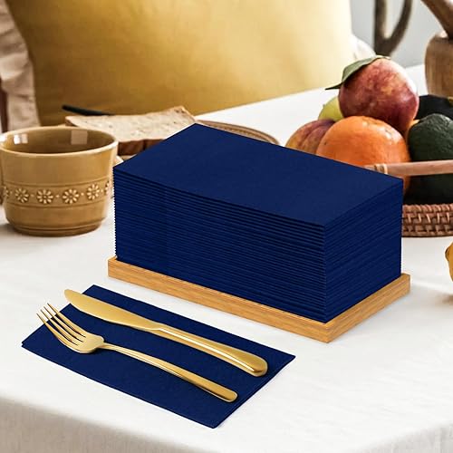 Vista 14 de KAMMAK Servilletas desechables de color verde oscuro con paño de bolsillo como servilletas de papel para cena, paquete de 100 toallas de mano