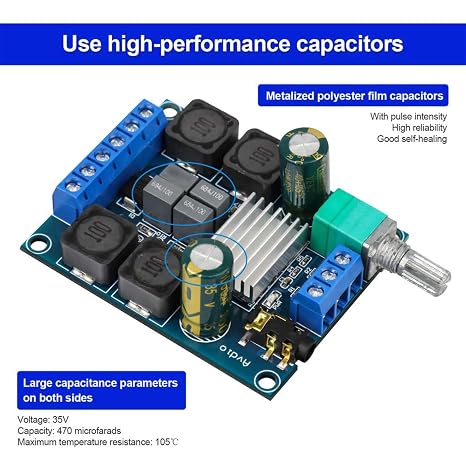 4-Pack TPA3116D2 Digital Amplifier Board, 2x50W | Dual channel stereo, DC4.5-26V, reverse connection protection, for home theater and DIY speakers