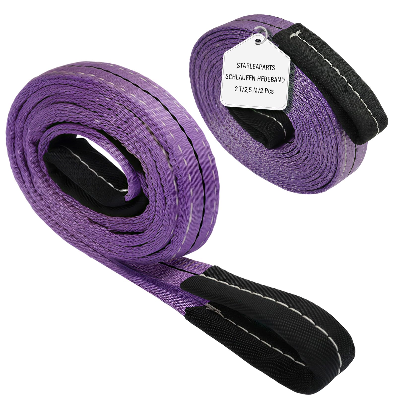 STARLEAPARTS Lot de 2 sangles de levage rondes solides - Longueur : 2,5 m - Largeur : 30 mm - Pour ascenseurs de charge - Résistance maximale à la rupture : 7000 kg - En polyester - Violet