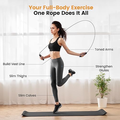 Miniatura 3 de Jump Rope,Tangle-Free Rapid Speed Jump Rope with Ball Bearings for Men,Women and Kids,Adjustable Steel Skipping Rope with Ergonomic Foam Handles,A