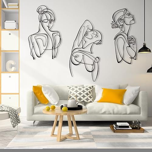 Vista 6 de Gamino Arte de pared de metal para mujer, decoración de pared de baño, arte de línea metálica, decoración de pared de dormitorio, arte moderno
