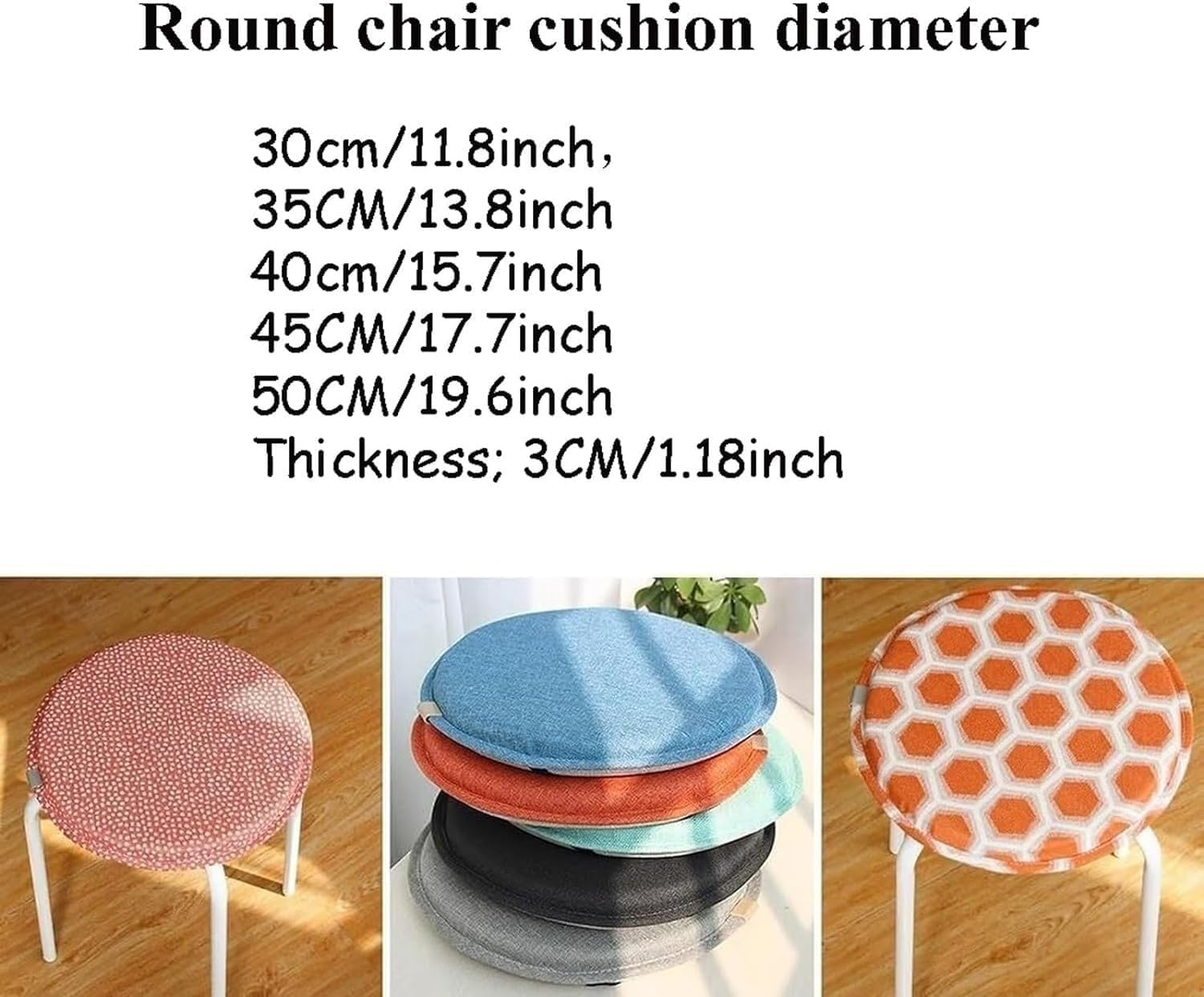 Lot de 4/6/2 Coussins de Chaise de Cuisine Ronds avec Attaches, diamètre 30 cm/33 cm/35 cm/40 cm/45 cm, for chaises de Salle à Manger, extérieur, Jardin, Cuisine, Bureau, Salon(I,6PCS-40CM)