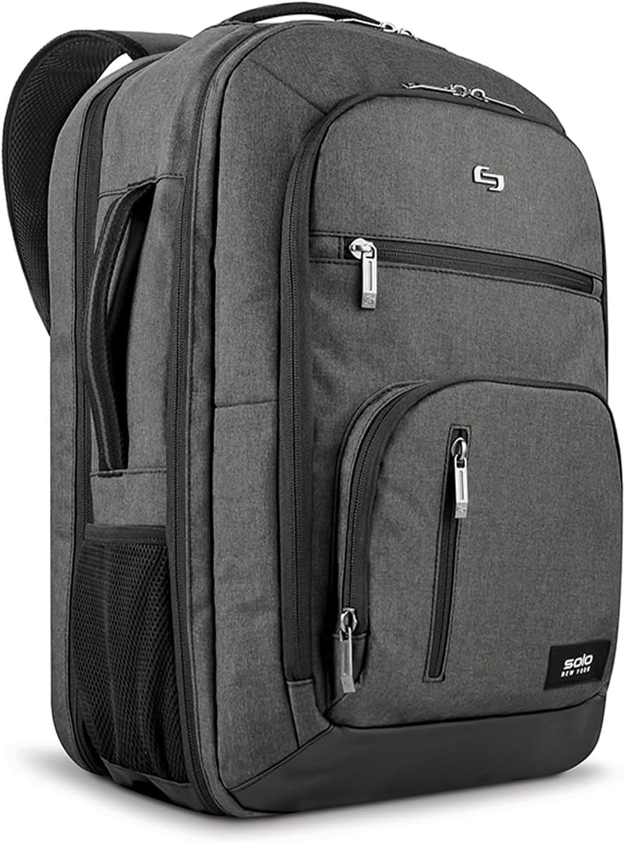 TSA Laptop Backpack for Women & Men -Carry On Bookbag for Travel & Work, Lightweight Bag, Mesh Side Pockets, Padded Straps, Fits 17.3" Computer - Grand Travel, Grey