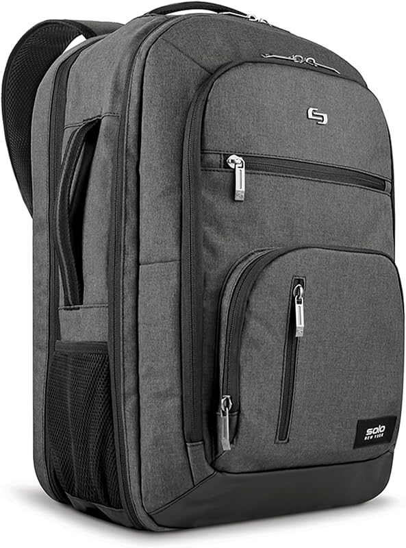 TSA Laptop Backpack for Women & Men -Carry On Bookbag for Travel & Work, Lightweight Bag, Mesh Side Pockets, Padded Straps, Fits 17.3" Computer - Grand Travel, Grey
